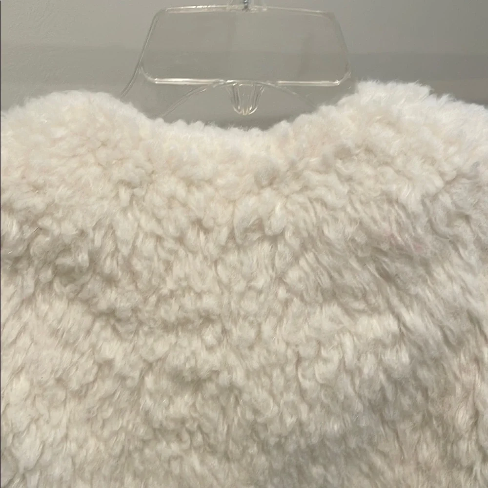 Gymboree Cream Faux Fur Jacket Elegant Open Front Design